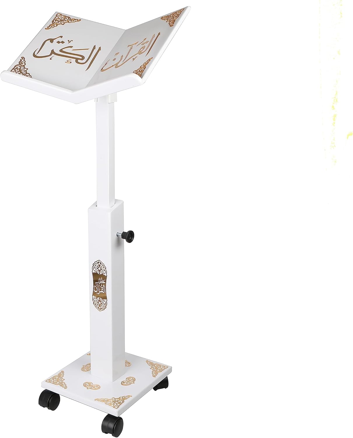 Prayer Book Holder Stand Ramadan Gift Rihal Rehal Wooden Carved Gift (Adjustable White)