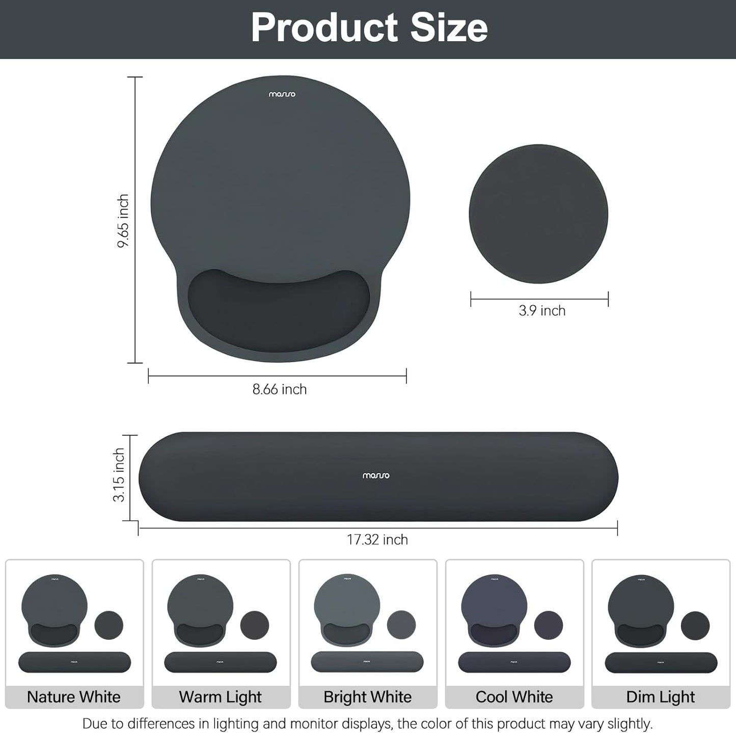 MOSISO Wrist Rest Support for Mouse Pad&Keyboard Set, Circle Curved Ergonomic Mousepad&Coaster Non-Slip Base Home/Office Pain Relief&Easy Typing Pad with Soft Cloth&Silicone Lining, Antique Green