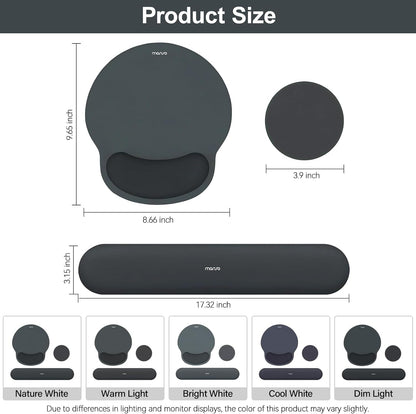 MOSISO Wrist Rest Support for Mouse Pad&Keyboard Set, Circle Curved Ergonomic Mousepad&Coaster Non-Slip Base Home/Office Pain Relief&Easy Typing Pad with Soft Cloth&Silicone Lining, Antique Green