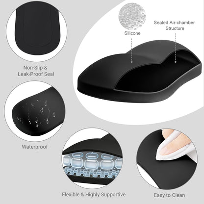 MOSISO Silicone Wrist Rest Pad, Ergonomic Gel Support for Keyboard & Mouse, Soft Comfortable Wrist Cushion for Typing, Gaming, Pain Relief, Office, Laptop Use, Black