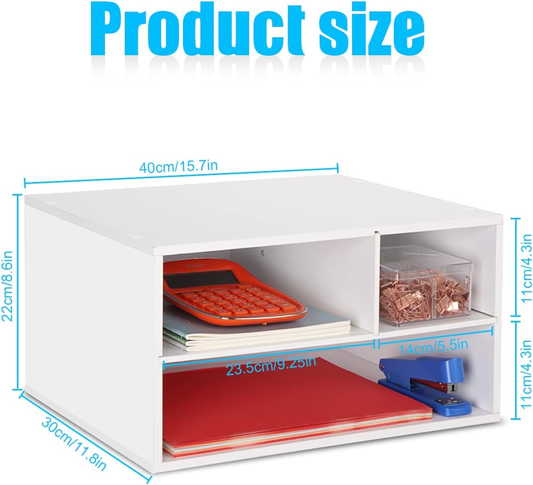 EMERIT Printer Stand Shelf with Storage Wood Desk Paper Organzier for Home/Office,Printer Riser, 2 Tire