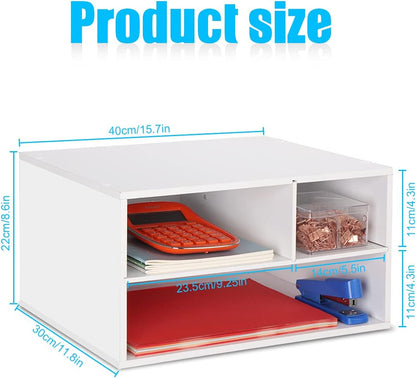 EMERIT Printer Stand Shelf with Storage Wood Desk Paper Organzier for Home/Office,Printer Riser, 2 Tire