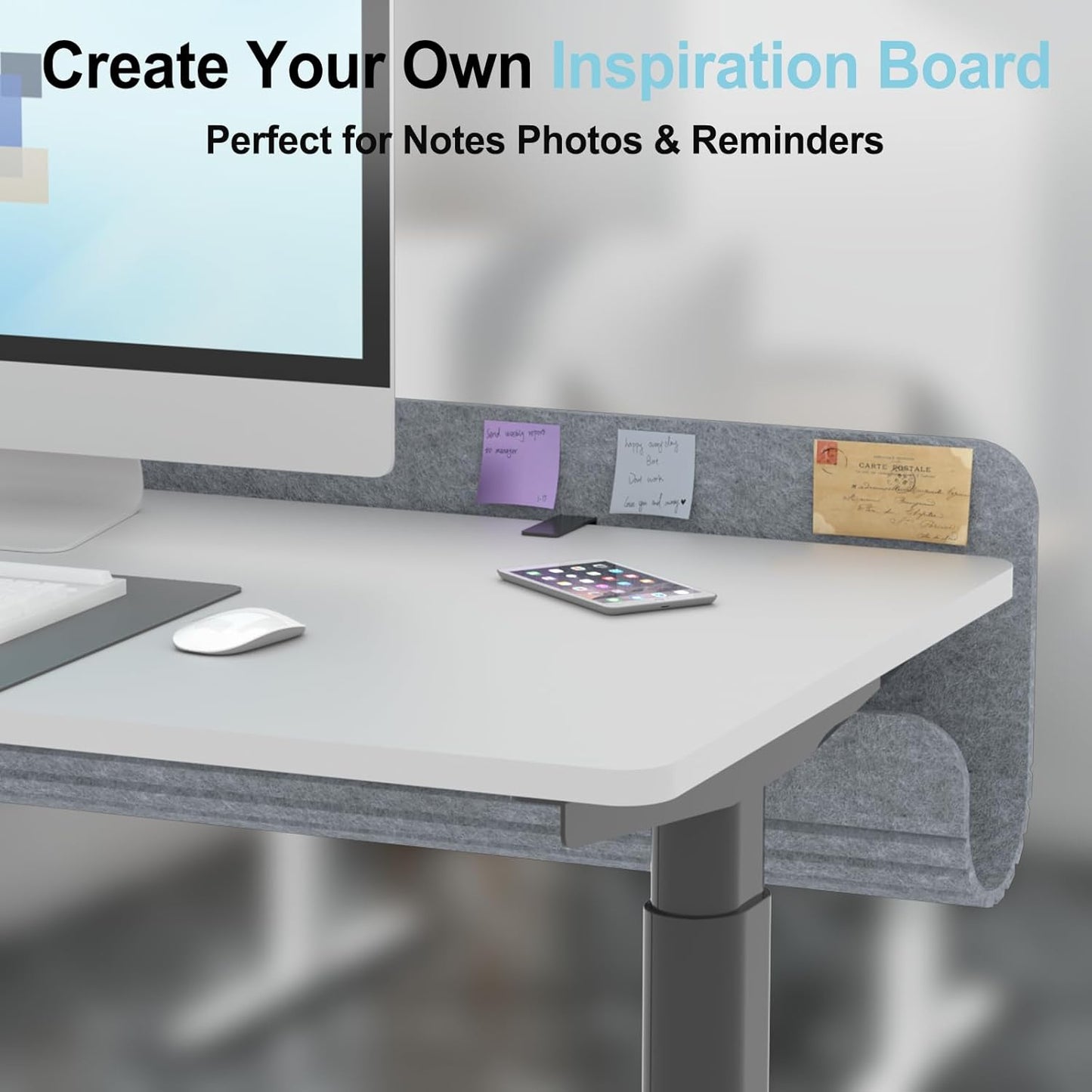 Felt Under Desk Cable Management Tray, 47.2" Cord Organizer with Clamp or Screw Mount, Laptop & Tablet Slot, Desk Cable Organizer for Home & Office