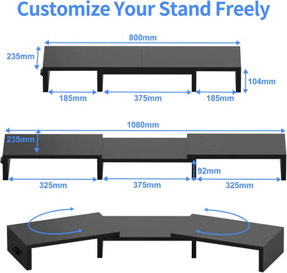 Pholiten Monitor Stand Riser, Desktop Stand, Computer Stand, Ergonomic Design, Two-Level Design, Desktop Organization, Keyboard Smartphone Storage, Printer Stand, Display Stand, 16.5 x 9.3 x 5.6