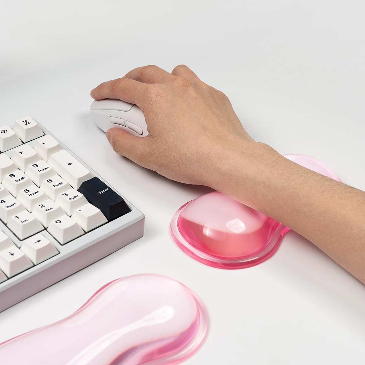 Clear Gel Wrist Rest for Keyboard and Mouse, Green Silicone Mouse Wrist Rest Set, Cute Ergonomic Wrist Rest for Keyboard 60%/75%(Green)