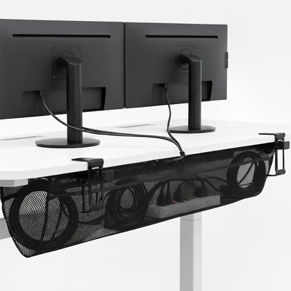 VIVO No Drill Clamp-on 36 inch Mesh Net Under Desk Cable Management Wire Organizer, Adjustable Home Office Standing Desk Cord Storage Sleeve, Black, DESK-AC36MH