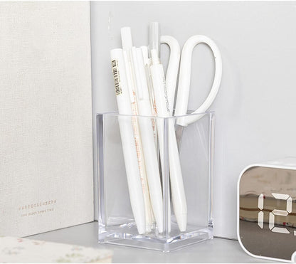 HSYMQ 2 Pack Clear Acrylic Pencil Pen Holder Cup, Makeup Brush Holder Acrylic Desk Accessories