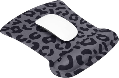 MOSISO Wrist Rest Support for Mouse Pad&Keyboard Set, Leopard Grain Ergonomic Mousepad&Coaster Non-Slip Base Home/Office Pain Relief&Easy Typing Cushion with Neoprene Cloth&Raised Memory Foam, Black