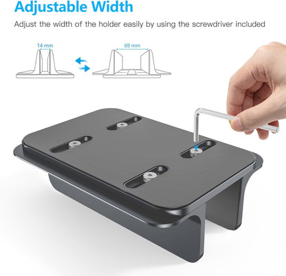 OMOTON Vertical Laptop Stand Holder, Desktop Aluminum Stand for MacBook with Adjustable Dock Size, Fits All MacBook, Surface, Chromebook and Gaming Laptops (Up to 17.3 inches),Black