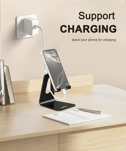 Cell Phone Stand for Desk- Adjustable Phone Stand Holder, Cradle, Dock, Desktop Stand for iPhone 17 16, 15, 14, Plus, Pro, Pro Max, 13 12 X XS,4-8" Phones, Office Accessories (Rose Gold)