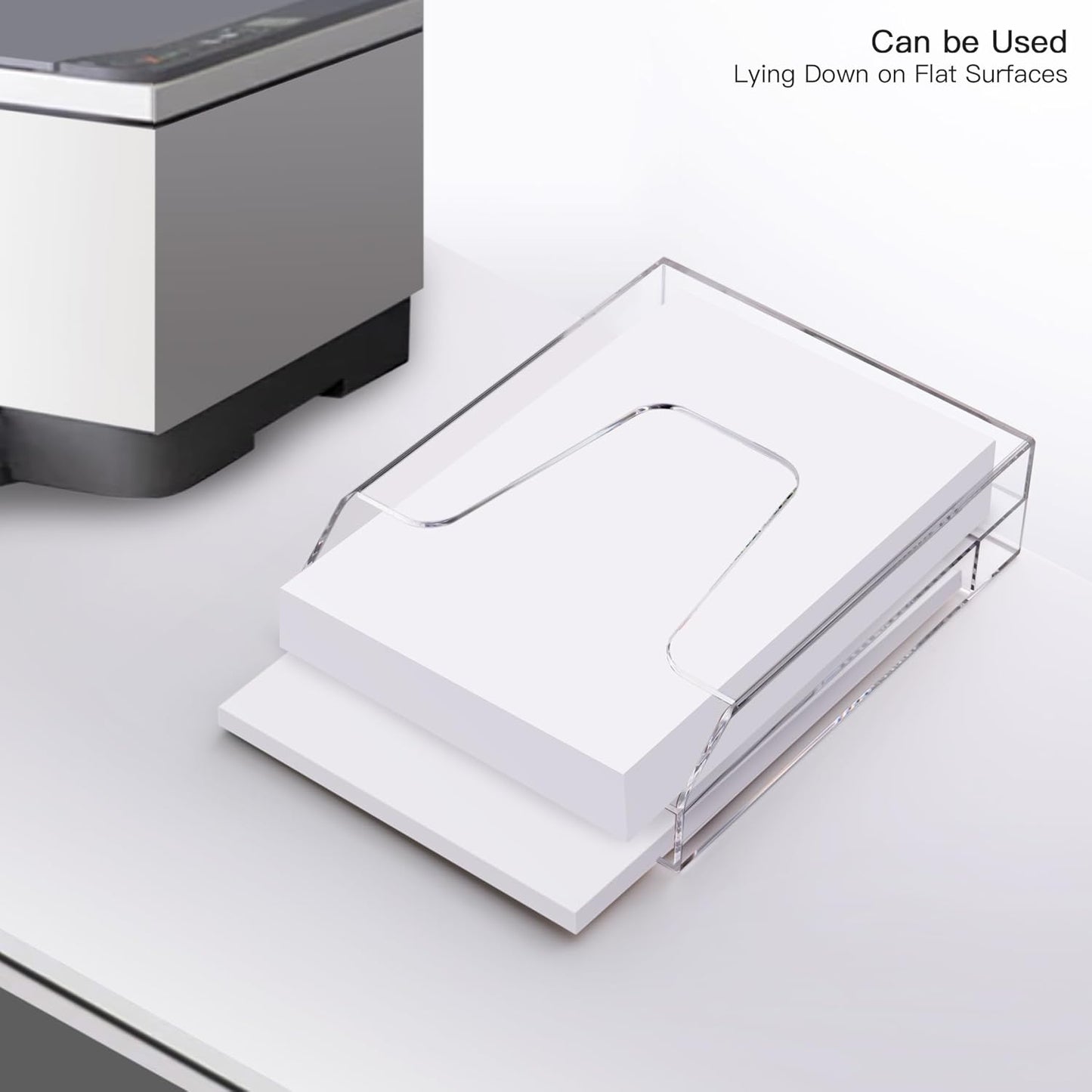 YUXUN Acrylic File Folder Holder, Vertical File Storage, Clear Desktop Organizer, 2 Pockets