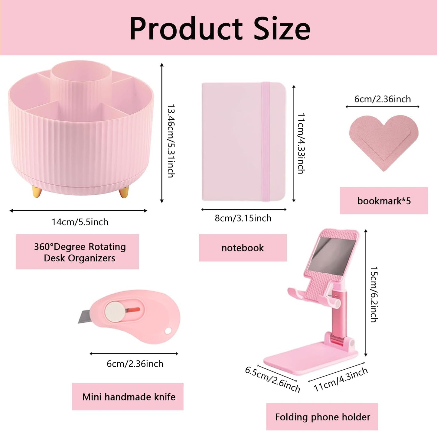 suniya Office Supplies,Gold Desk Accessories,with Stapler,Tape Dispenser,Pen Holder,Scissors,Phone Stand,Staple Remover,Ballpoint Pen,Clear Tape, Staples,Ruler,Clips,Best Gift for Business or Boss