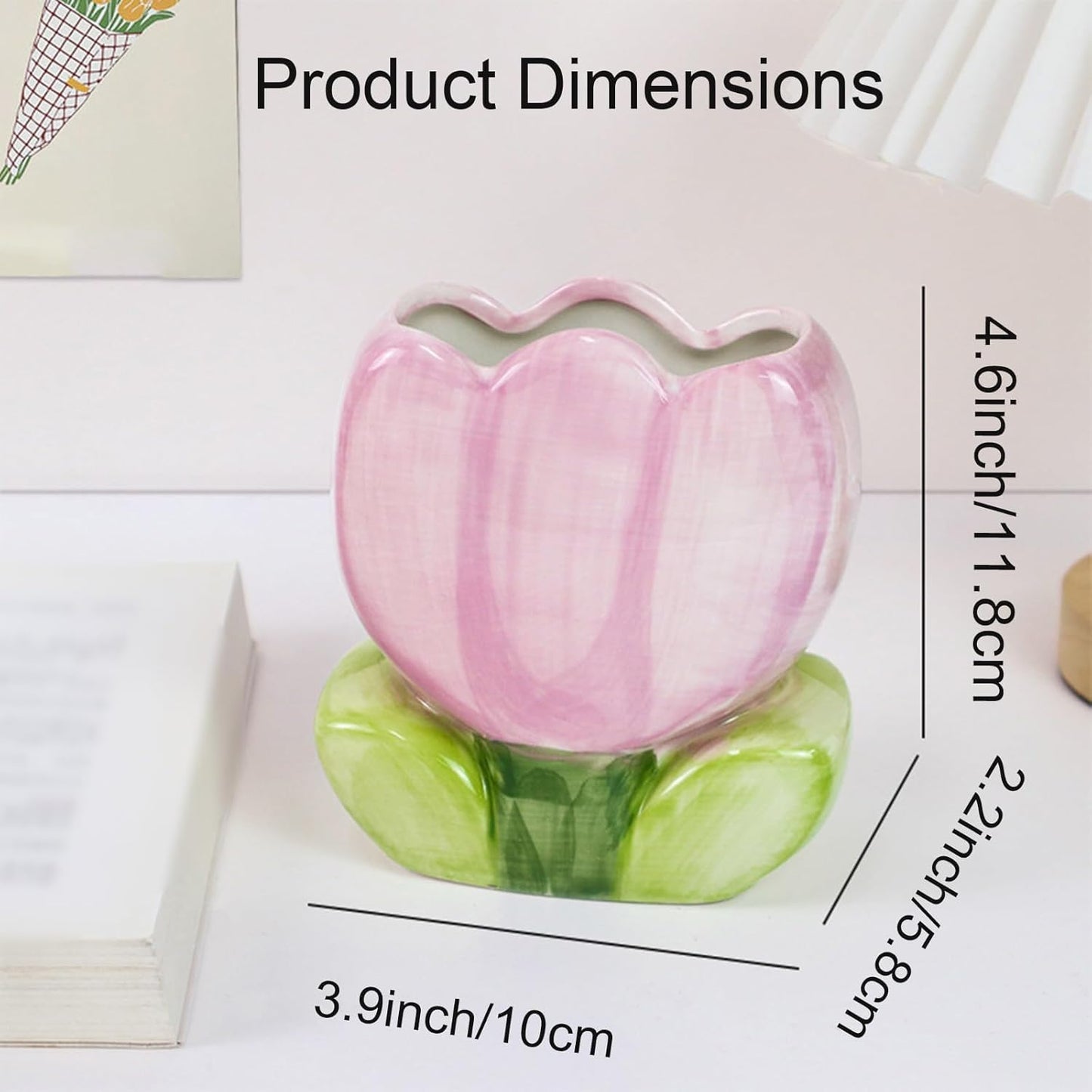 Pen Holder for Desk Cute Toothbrush Holder Tulips Vase Decor Aesthetic Pencil Holder for Office Makeup Brush Holder Yellow Kawaii Desk Accessories Home Decor Birthday Gifts for Women