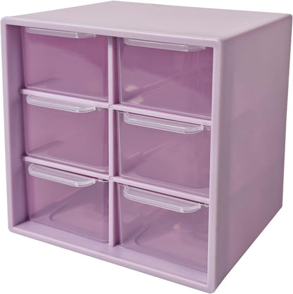 Small Drawer Organizer for Desk, 4.7" x 4.7" x 3.8" Small Desktop Organizer with 6 Drawers, Plastic Storage Box for Office, Classroom, Craft and Home Organization