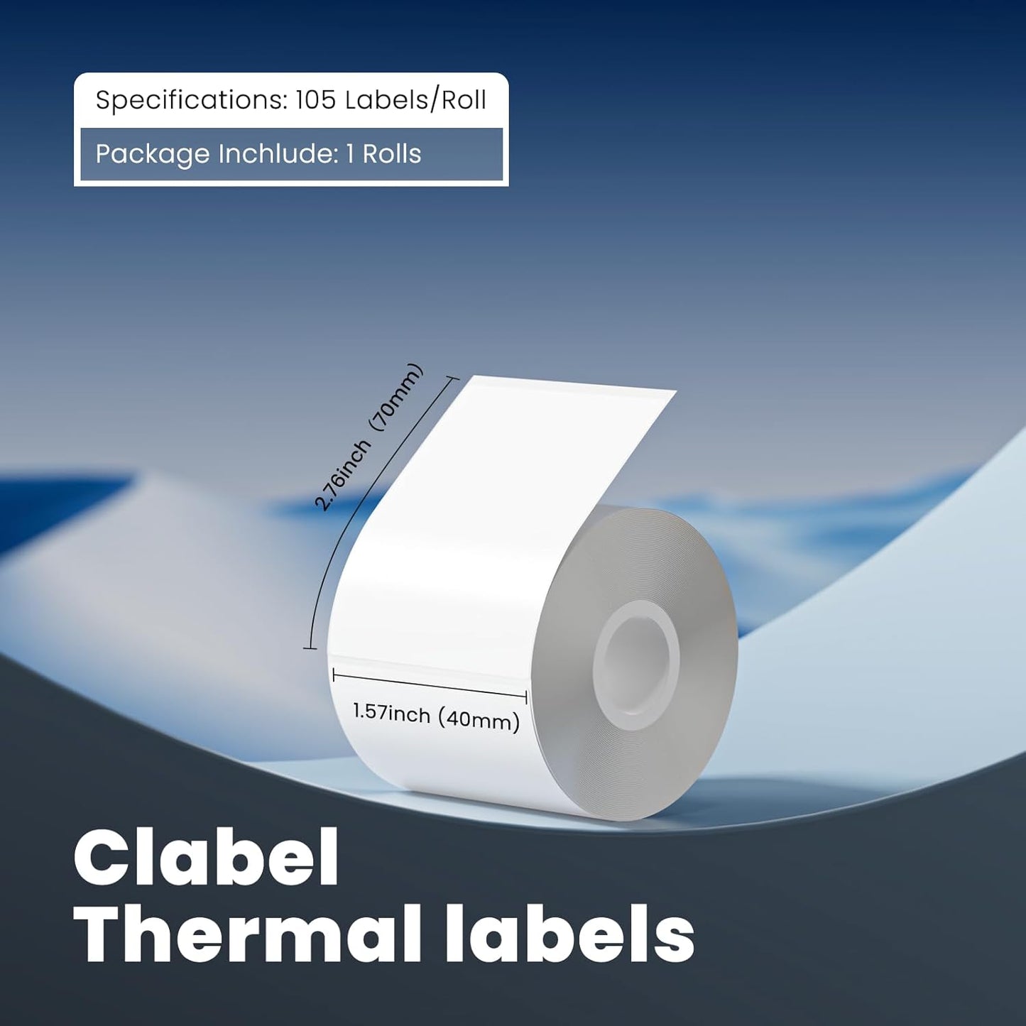 Clabel Printable White Cable Labels 6 Rolls of Thermal Self-Adhesive Paper Labels Tape, 25x78mm (1"x3") 100 Sheets Per Roll, Black Print on White Sticker Tags Durable
