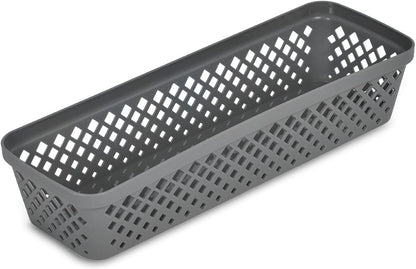 Glad Plastic Storage Basket Set - Multipurpose Drawer Trays, Kitchen Pantry Containers, and Bathroom Bins - 6 Pack Medium Organizers, Grey