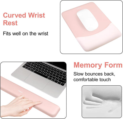 MOSISO Keyboard Mouse Pad Set, Large Gaming Mouse Pad&Rectangular Keyboard Wrist Rest&Mousepad with Wrist Rest&Coaster, Ergonomic Non-Slip&Easy Typing Pad with Curved Silicone Lining, Antique Green