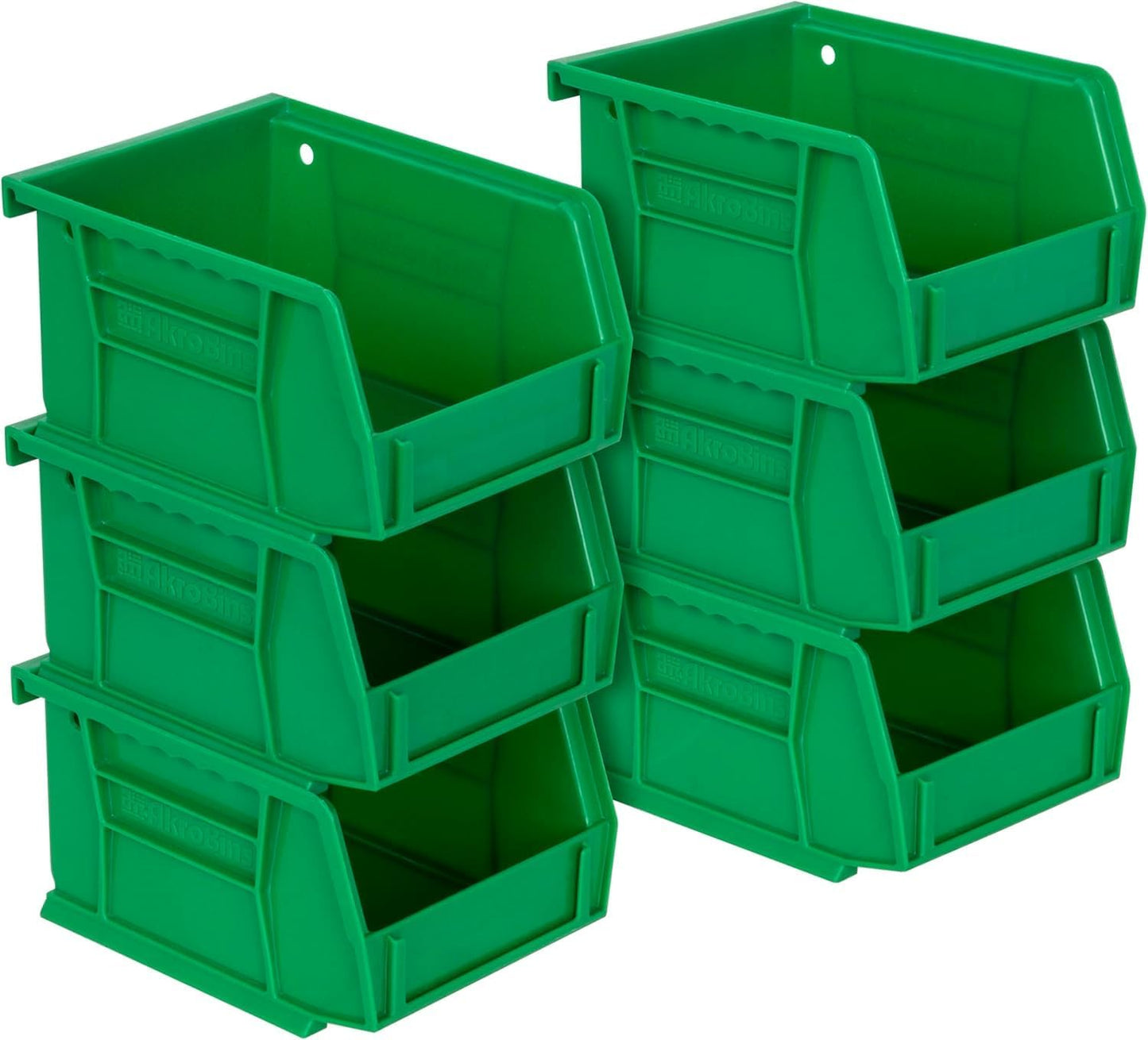 Akro-Mils 30210 AkroBins Plastic Storage Bins, Space-Saving Stackable Bins for Garage, Pantry, Craft Organization, 5" x 4" x 3", Stone, 6-Pack