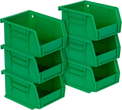 Akro-Mils 30210 AkroBins Plastic Storage Bins, Space-Saving Stackable Bins for Garage, Pantry, Craft Organization, 5" x 4" x 3", Stone, 6-Pack