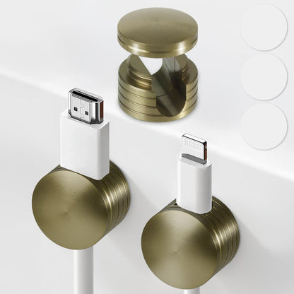 Strong Adhesive Cord Holder for Nightstand with Wider Base, 3 Pack Sleek Antique Bronze Aluminum Screw-top Cord Clips for Desk, Desk Cable Holder, Phone Cord Management Clips Secure Organizer