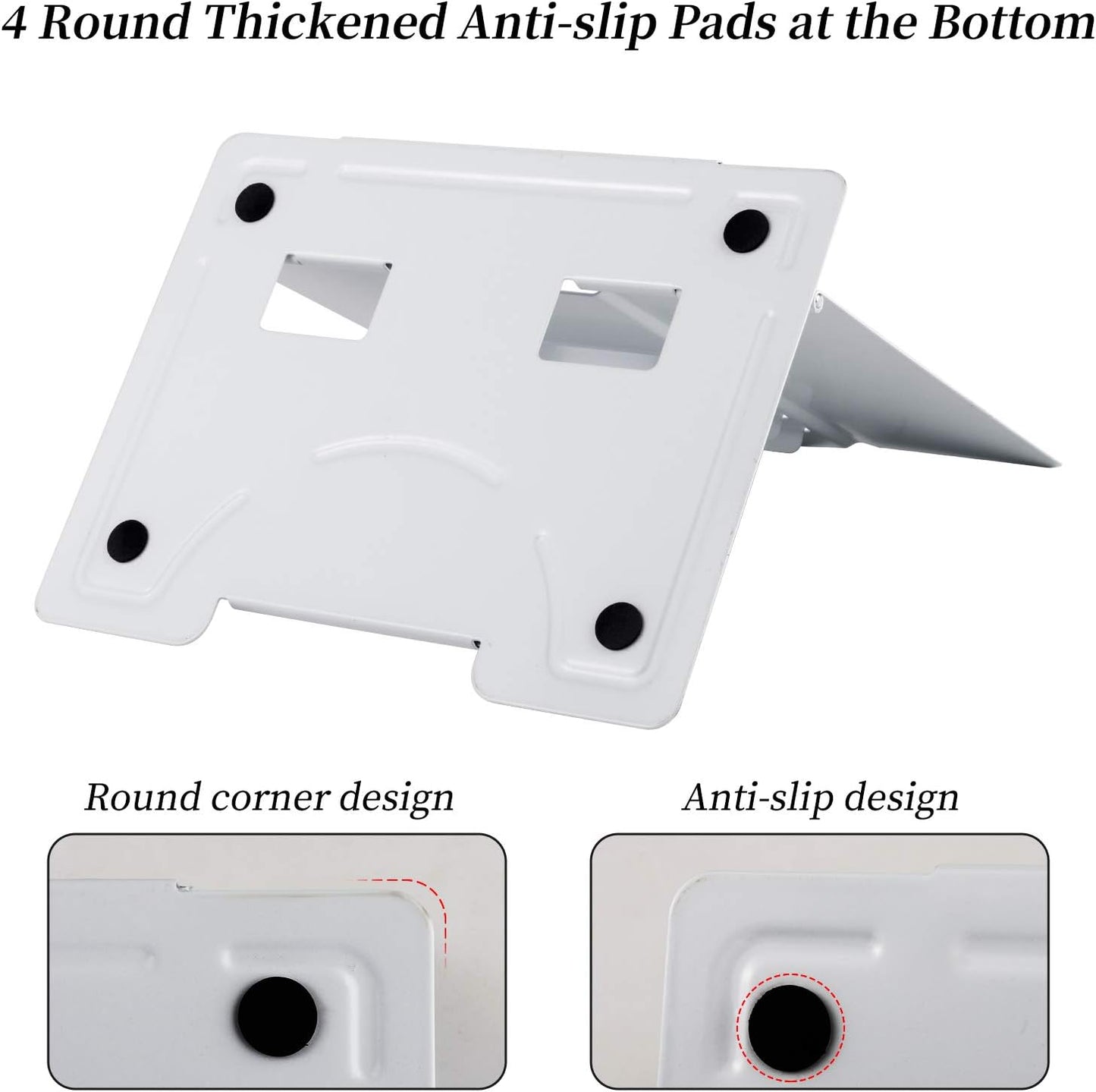 Blizzow Desk Book Stand Holder - Hands Free, Adjustable Metal Stand, Lightweight Foldable Portable - Cookbook, Recipe, Tablet, Music, Documents (White)