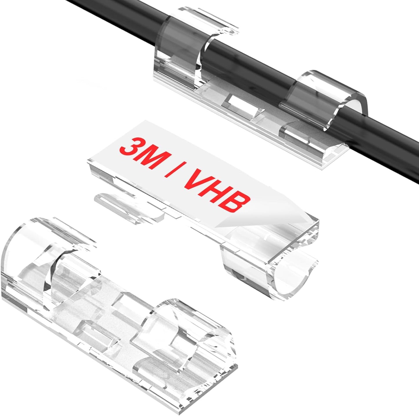 Adhesive Cable Clips Clear (40PCS, M), Upgraded Wire Holders for Wall, Strong Cord Organizer Under Desk, Car, PC, Christmas Light Indoor/Outdoor