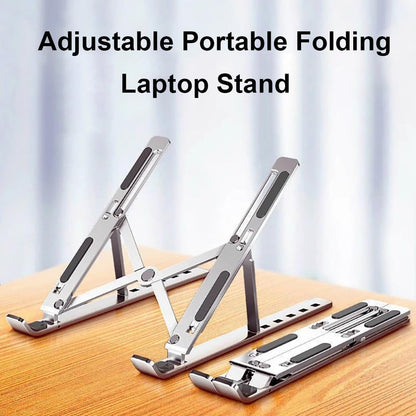 Laptop Stand, Computer Tablet Stand Laptop Holder Riser Ergonomic Aluminum Adjustable 6 Angle Foldable Portable Desktop Holder Compatible with MacBook,iPad, HP, Dell, Lenovo 10-15.6”- Silver
