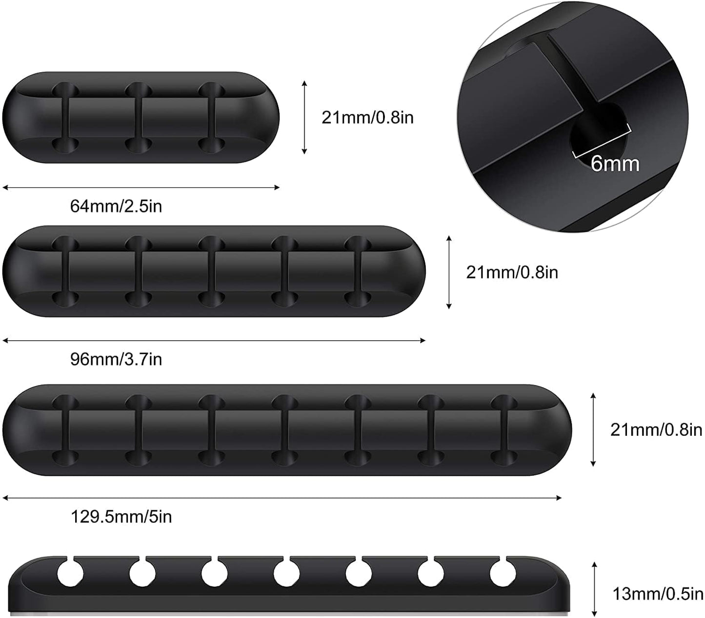 Generic-Cable Organizer Clips (3-Pack), Cord Management Adhesive Silicone Wire Holders for Desk, Car & Home Office - Cable Tidy for USB, Charging & Computer Cables - Black
