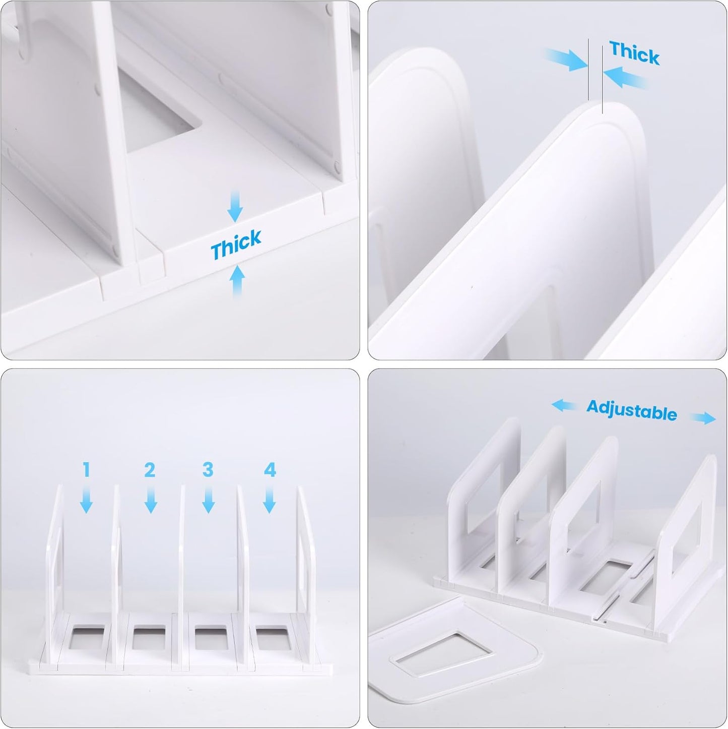 LALOBLUE File Organizer, Acrylic File Folder Organizer File Sorter, Plastic Vertical Book Dividers for Magazine Mail Letter Paper, Desktop Organizers for Office, Classroom & Home(4 Sections, 2 Pack)