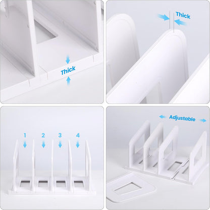 LALOBLUE File Organizer, Acrylic File Folder Organizer File Sorter, Plastic Vertical Book Dividers for Magazine Mail Letter Paper, Desktop Organizers for Office, Classroom & Home(4 Sections, 2 Pack)