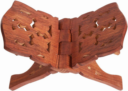 IBLAY Beautifully Hand Carved Quran Holy Geeta Bible Holder Support Reading Book Holder Folding Religious Prayer Stand Wooden Holy Book Stand