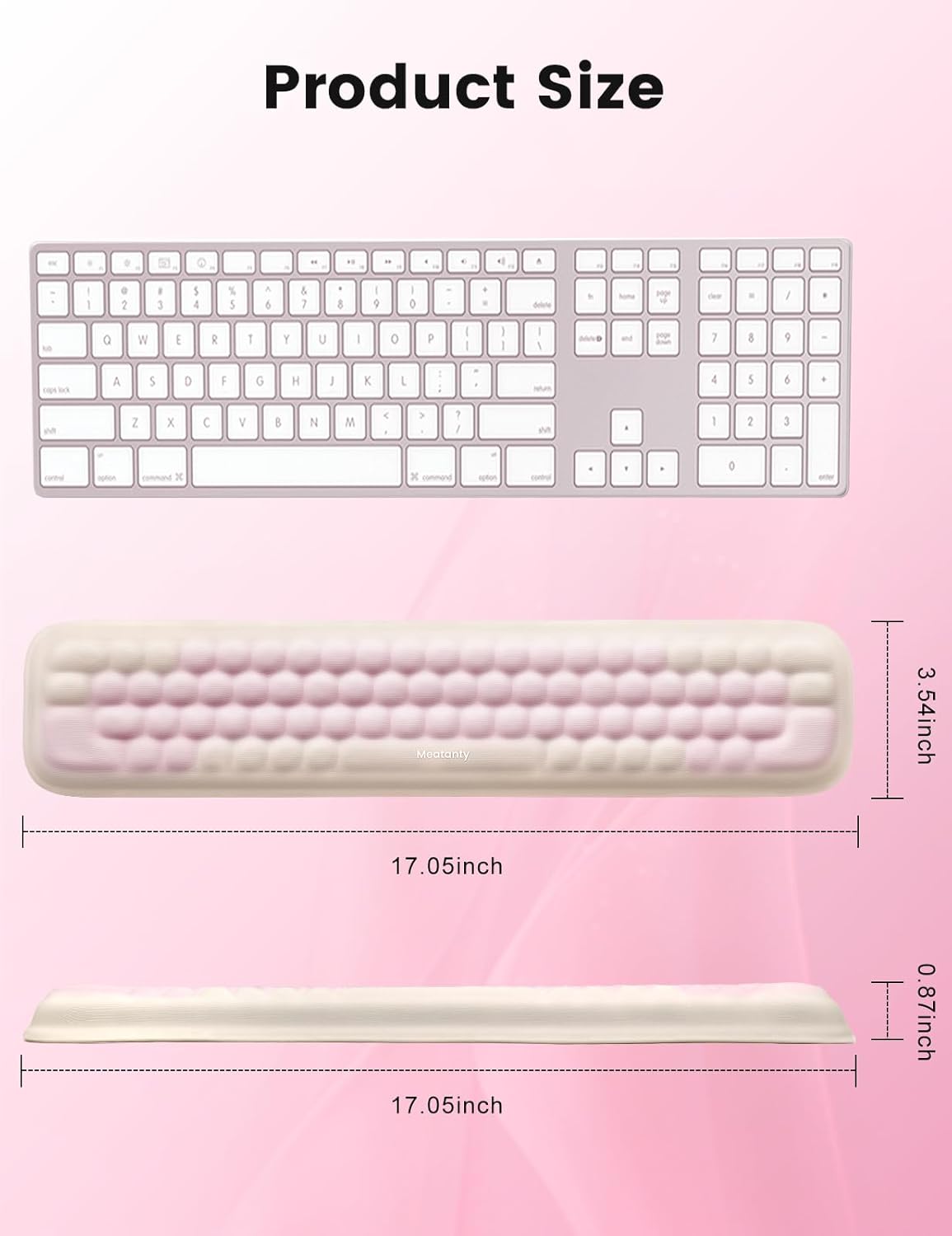 Meatanty Keyboard and Mouse Wrist Rest Set, Computer Wrist Pad Support, Ergonomic Keypad Hand Rest Combo, Memory Foam Typing Desk Accessory Carpal Tunnel Cushion, Laptop Office Home School Women Cute