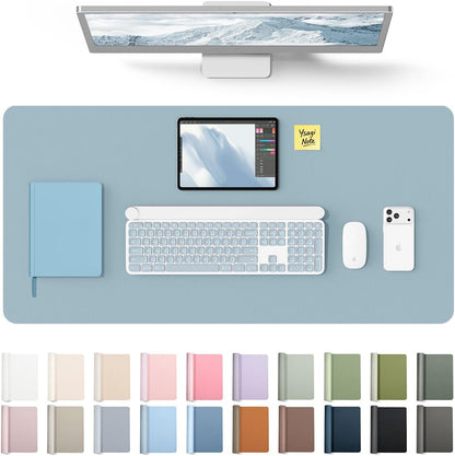 YSAGi Leather Desk Protector, Office Mat, Large Mouse Mat, Non-Slip PU Leather Blotter, Laptop Pad, Waterproof Writing Pad for Office and Home (Light Pink, 23.6" x 13.8") - Colors A