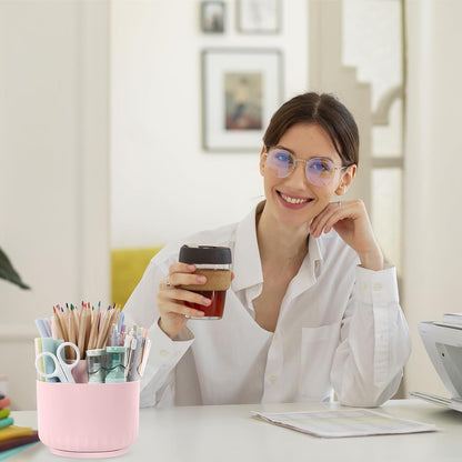 SKYDUE 360 Degree Rotating Pencil Pen Holder for Desk, Dual-Purpose Desk Organizer, Rotating Pencil Cup with 5 Slots, Office Supplies, Desk Decor for Office, School, Home