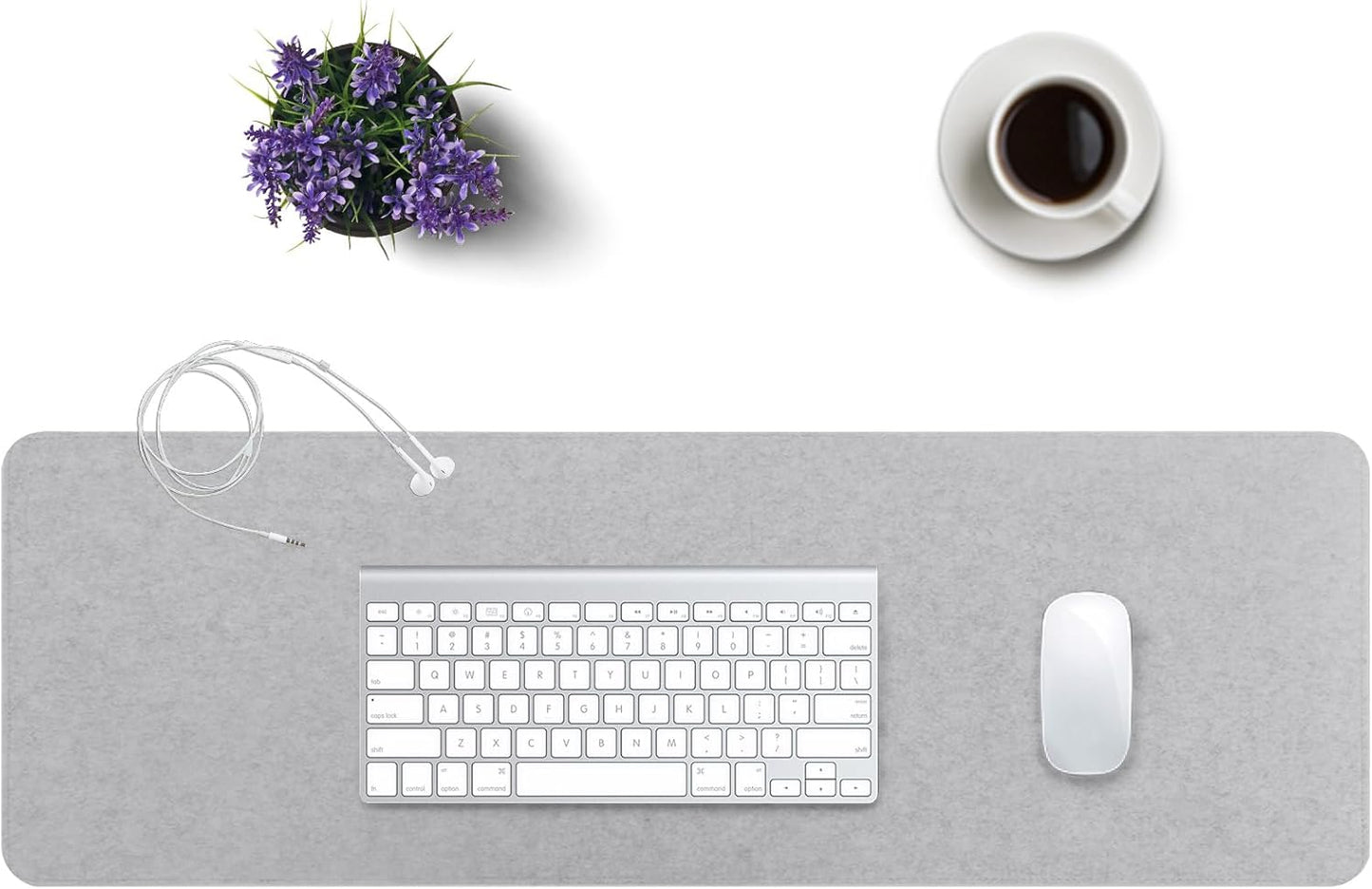 DawnTrees Felt Desk Pad,Keyboard Mat (35.8" x 11.8"),Large Felt Mouse Pad,Computer Desk Mat XL,Desk Protector for Office (Light Gray)