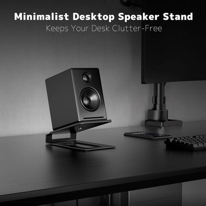 Desk Speaker Stands for Most Bookshelf Speakers,22 lbs Capacity, 16° Tilt Angle Speaker Risers with Anti-Vibration Pads,Compact for 3"-4" Studio Monitors,Space-Saving Stands for PC Speakers,Black