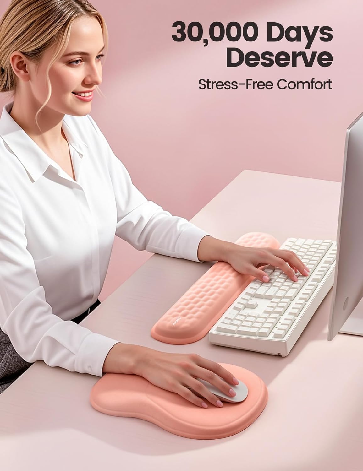 meatanty Keyboard and Mouse Wrist Rest Set, Ergonomic Wrist Pad Support, Computer Hand Palm Rest Combo, Memory Foam Typing Desk Accessory Carpal Tunnel Cushion, Laptop Office Home School-Blue & Black