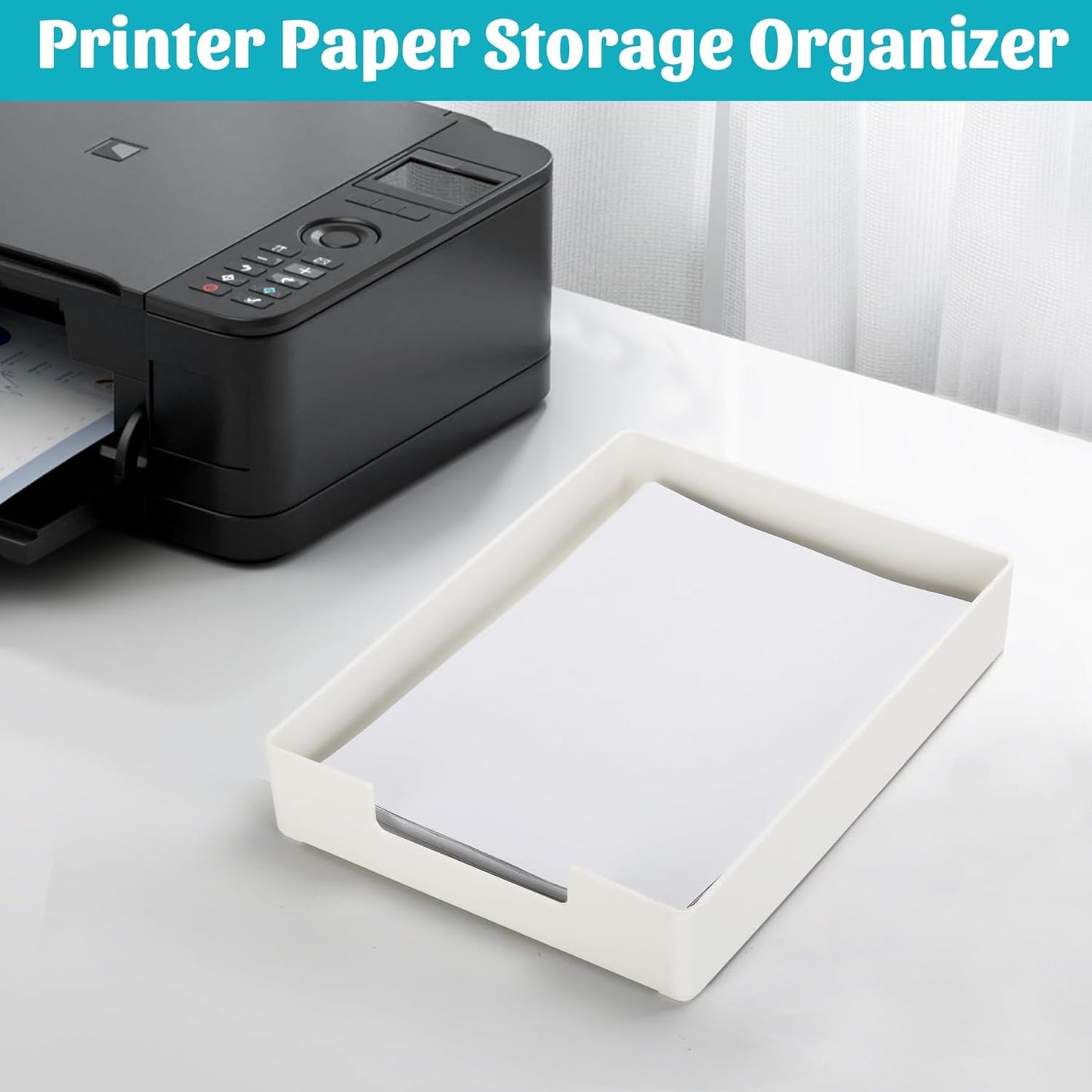 Letter-Size Tray Desk Letter Tray Paper Tray, Sturdy Heavy-Duty Plastic Printer Paper Tray, Single-Tier Stackable File Storage Organizer for Office Home (Clear)