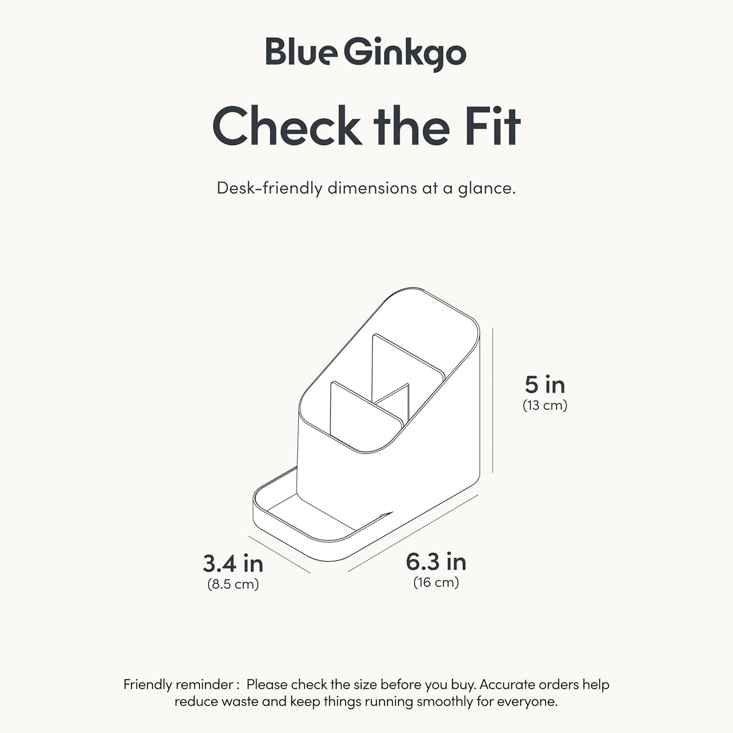 BLUE GINKGO Desk Holder – Korean-Made Office Organizer for Pencils, Pens, Notes, and Desk Supplies (White)