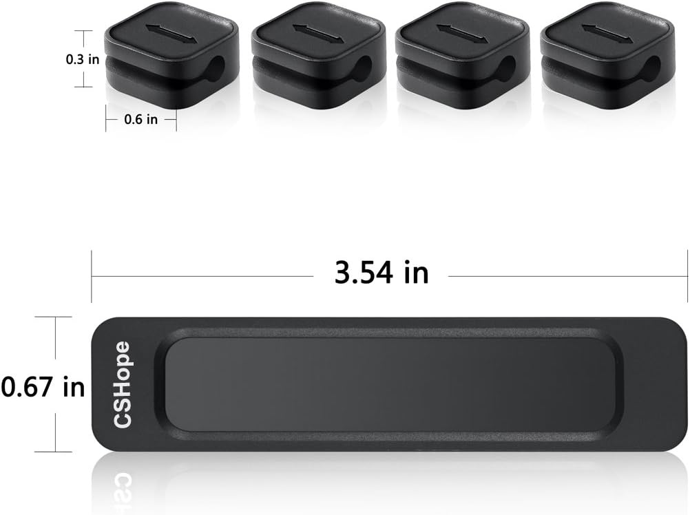 Magnetic Cable Organizer, Desktop Cable Holder Multipurpose with 8 Clips, Magnetic Cable Clips Organizer, Cord Management for All Wires (2 Pack, Black and White)