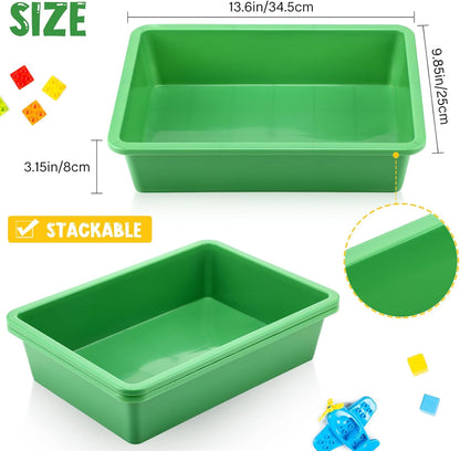 Hoteam 10 Pcs Flat Storage Organizer Tray Bin Paper Tray for Classroom Plastic Stackable File Organizer for School Office Teacher Book Organization(Clear,13.78 x 9.84 x 3.15 Inch)