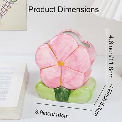 Red Makeup Brush Holder Pen Holder Office Desk Accessories Aesthetic Pencil Holders Cute Toothbrush Holders Flower Home Decor Vase Birthday Gifts for Women Vanity Kawaii Kitchen Utensil Holder