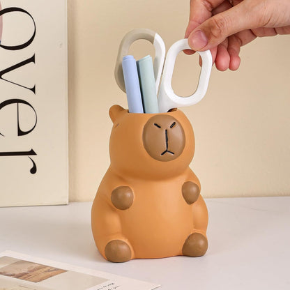 Pen Holder for Desk, Ceramic Capybara Cute Pencil Holder, Makeup Brush Holder, Desktop Organizer Storage Pen Cup for Office Home Decor