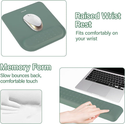 MOSISO Computer Keyboard Stand&Wrist Rest Support for Keyboard &Mouse Pad Set, Ergonomic Massage Wrist Rest Set, Easy Typing Working Acrylic Clear Stand for Office Home, Apricot
