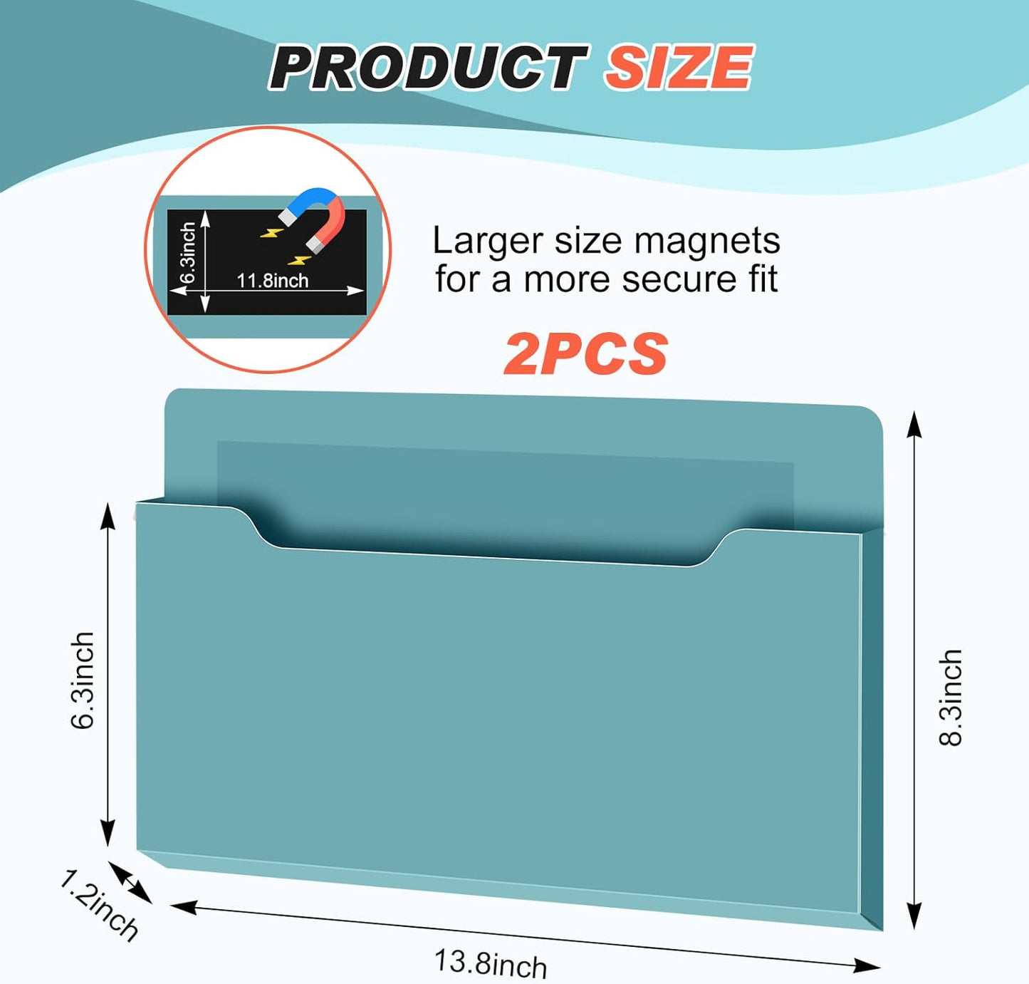 Feifeiya 2 Pcs Magnetic File Folder Wall Hanging Holder Large Pocket Paper Magazine Mail Organizer for Refrigerator Classroom Locker Whiteboard(Vertical,Purple Color,12.2 x 9.4 Inches)
