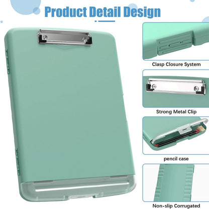 Hongri Clipboard with Storage with Pen Holder, Folder Nursing Clip Board 8.5 x 11 Foilo-Side Opening, High Capacity, Light Weight for Teachers, Classroom. Size 14 x 9.6 x 1.2 in(Pink)
