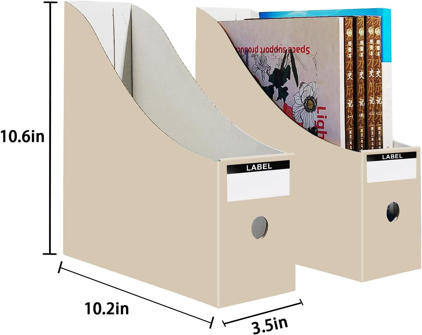 Limitliho Magazine File Folder Holder for Desk, Book Bins for Classroom Library,Office,Home, 10.6" H x 10.2" L x 3.5" W in Cardboard Paper Organizer (Six color, 6 Pack)