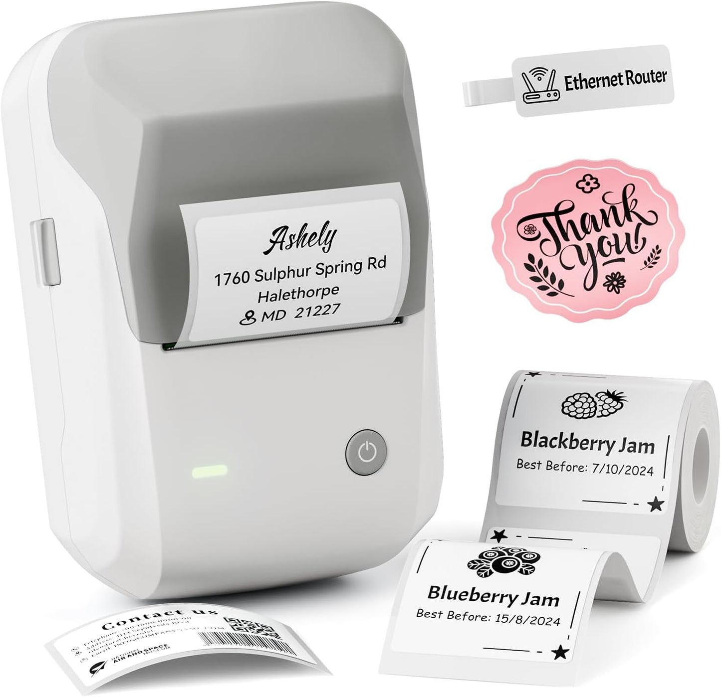 NIIMBOT B1 Label Maker Machine with Tape, 2 Inch Portable Label Printer, Bluetooth Thermal Label Printer with Multiple Templates for Small Business,Office,Home,School (Blue, 1 Printer+1 Roll Label)
