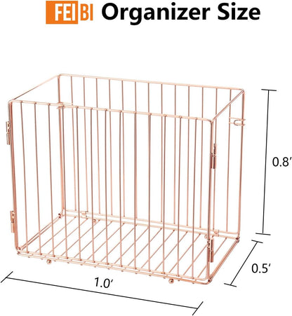 Hanging Rose Gold File Organizer, equipped with a 6-piece set of rose gold desktop accessories