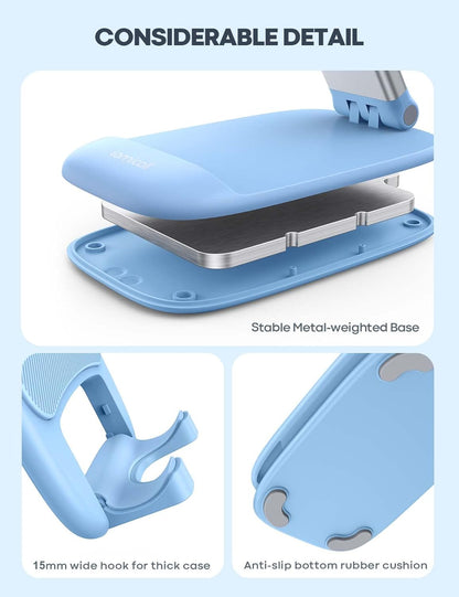 Lamicall Cell Phone Stand for Desk - [Height Adjustable] Foldable Mobile Phone Holder, Portable Stand for iPhone 17 16 15 14 13 12 11 Pro Max Plus Air, Galaxy S25, Office Gift Mothers Day Accessories